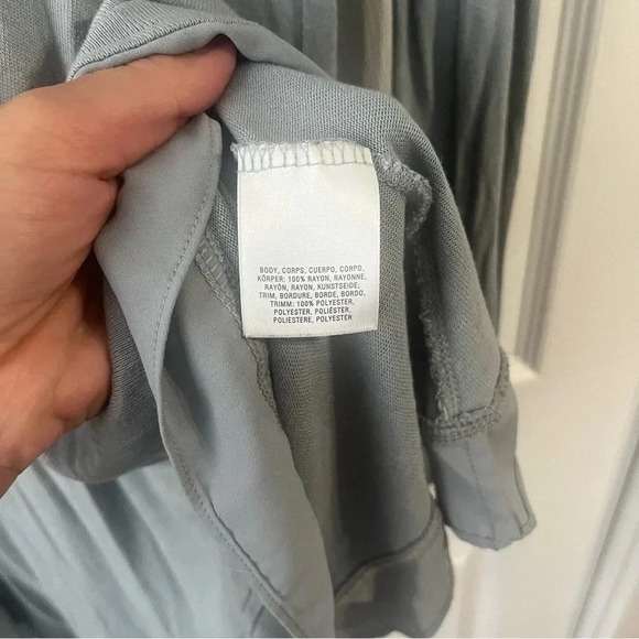 Anthropologie Deletta sky Blue swing tunic with deep v-neck & ribbed sleeves sm - Picture 4 of 4